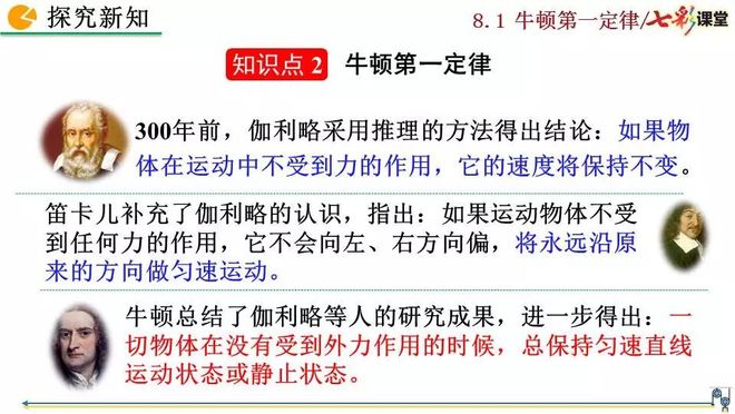 初二物理人教版八年级下册牛顿第一定律电子课本视频讲解知识点图文解读同步练习_牛顿第一定律生活应用_初二物理牛顿第一定律电子课本知识点视频讲解图文解读同步练习