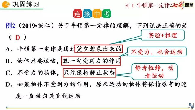 初二物理牛顿第一定律电子课本知识点视频讲解图文解读同步练习_牛顿第一定律生活应用_初二物理人教版八年级下册牛顿第一定律电子课本视频讲解知识点图文解读同步练习