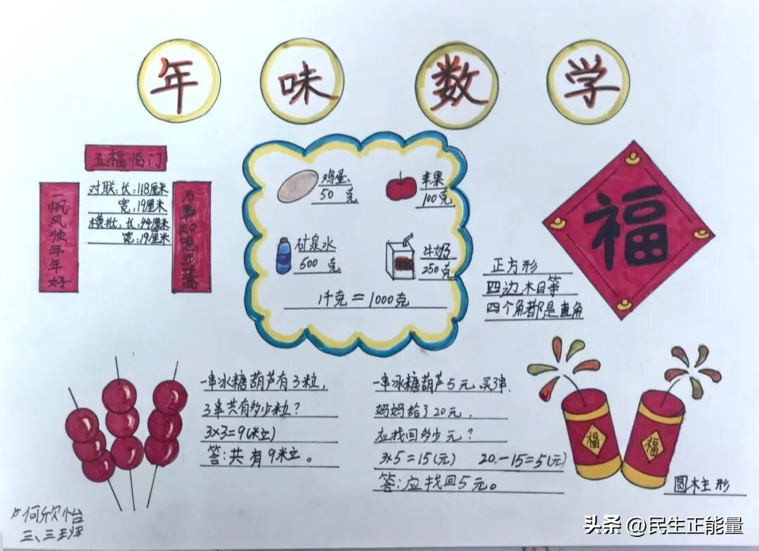 南充市西河路小学数学特色作业评比活动_生活中数学应用小报_一年级家庭购物小助手数学实践作业